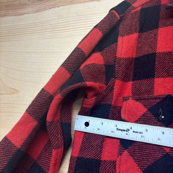 Vintage Pilgrim Shirt Mens Medium Red Black Wool Flannel Check Button Up 70s - Picture 7 of 13
